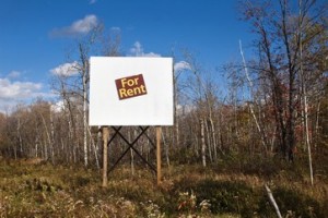 For rent sign in wilderness
